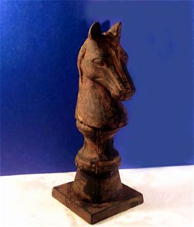 horse head fence post finial cast iron in an antiqued rust finish the