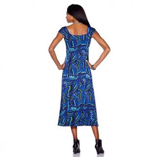 Slinky® Brand Printed Maxi Dress with Ruched Detail