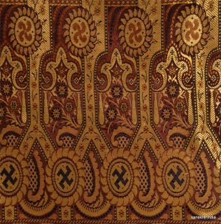 Vintage Sari Woven Fabric Art Silk Heavy Paisley Quilt Craft Saree