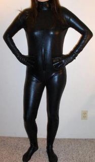  Metallic Black Skinsuit Catsuit Unitard Zentai Costume Extra Large XL