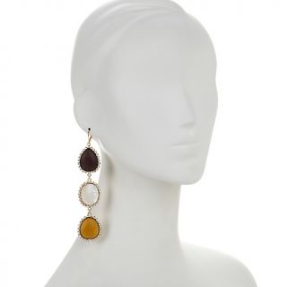 222 193 v by eva multicolor wood and crystal 3 drop earrings rating be
