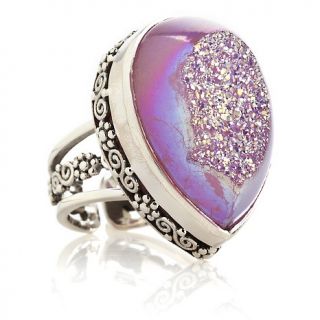 223 534 sajen pink drusy quartz sterling silver pear shaped ring