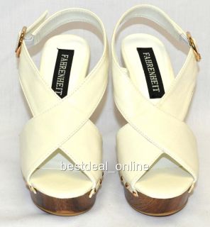 Fahrenheit Rai White Wedge Sandal Woman Shoes Sz 8 5