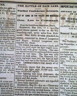 Dewrys Bluff VA 1862 Pittsburgh PA Civil War Newspaper
