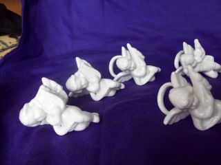 Lot of 8 Porcelain Angel Napkin Holder Rings Winged Cherubs
