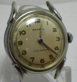 benrus Military Stainless Steel Center Seconds Keeps Time