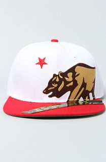 Dissizit The Side Bear Snapback Cap in White Red