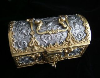 Antique Art Nouveau Erhard Söhne Bronze Jewelry Casket Original Key