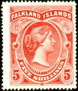 Falkland Islands 1898 5sh Victoria Scott 21 Mint NH