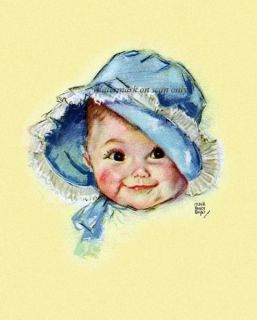 Maud Tousey Fangel Repro Greeting Card Baby in Bonnet Smiles