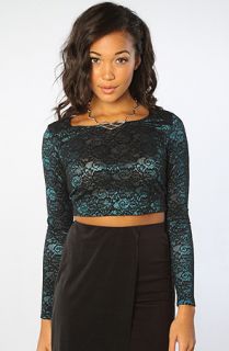 Motel The Bonnie Lace Crop Top in Blue