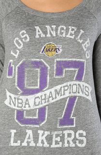 Junkfood Clothing The NBA LA Lakers Off Shoulder Raglan in Steel