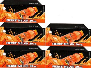 Gatorade Fierce Melon 5 Same Bottle Small Vendor Labels