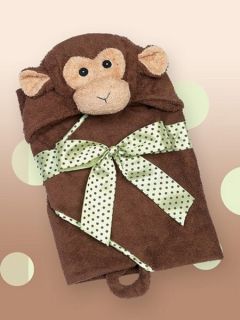 Bearington Baby 24 Wee Giggles Monkey Hooded Towel New