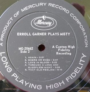 ERROLL GARNER plays misty Mono LP vg++ vinyl jazz vg++