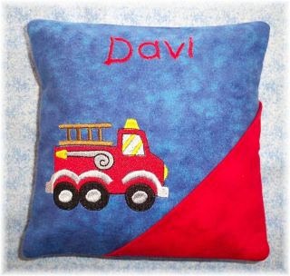 Personalized Boys Tooth Fairy Pillow Fire Truck Design