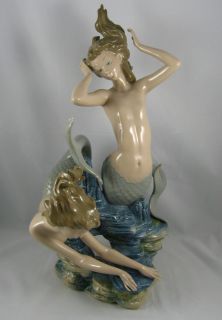 Lladro Figurine 1349 Mermaids Playing Retired 1983
