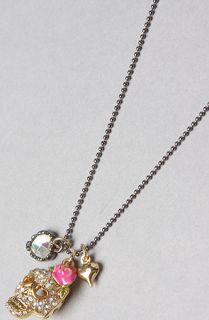 Betsey Johnson The Skull Crystal Charm Necklace