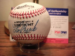 Lou Brock signed Rawling baseball commemorating 3000 hits, PSA/DNA