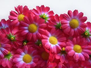 12X Pink Gerbera Daisy Head Artificial Silk Flower Wedding Lot Clip