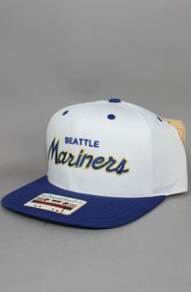 123SNAPBACKS Seattle Mariners Snapback HatAN ScriptWhiteBlue