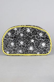 Loop Design The Double Zip Cosmetic Case in Black and White Peony