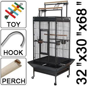   Parrot Bird Finch Cages Play Top Storey Ladder Black Vein Iron Cage