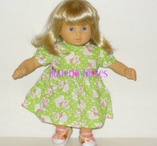 Doll Clothes Fit American Girl Bitty Baby Twin Girl Green Bunny Dress