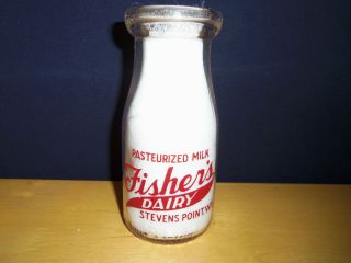 Fishers Dairy Stevens Point Wisconsin Old Milk Pint Bottle Safe for