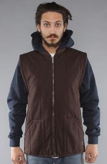 Brixton The Ruger Vest in Brown Navy Concrete