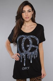 Obey The Sequin OG Drip Tee in Black Concrete