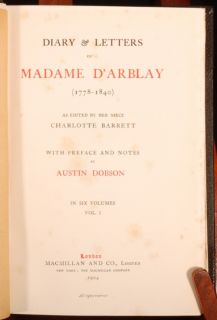 details the diaries and correspondence of frances burney madame d