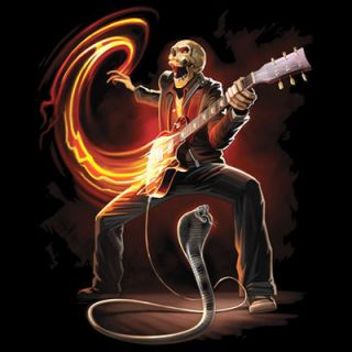  T Shirt Rock Band Skeleton Guitar Cobra SM XL