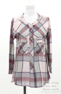 Etoile Isabel Marant Pink & Light Blue Plaid Cotton Shirt Size 1