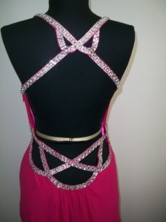 New FAVIANA Couture Jeweled Strap Sexy Back Gown Sz 6