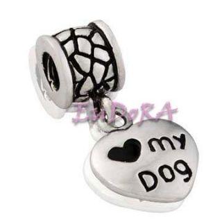Love My Dog Eudora Silver Screw Dangle Charm Bead S1186