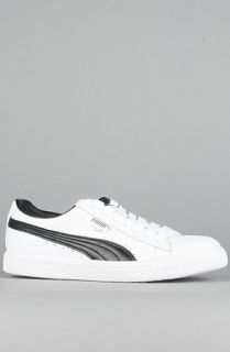 Puma The Clyde Leather Sneaker in White Black