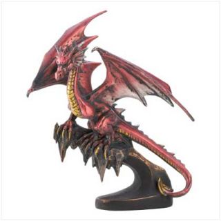 Fire Dragon Statue Fantasy Mythical Metallic Figurine