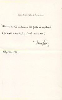 Eugene Field Autograph Quotation Signed 02 22 1893
