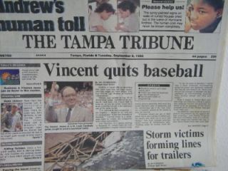  FL Newspaper September 8 1992 Hurricane Andrew Fay Vincent 6555