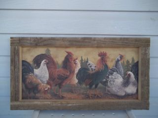 Country Roosters chickens farm cabin decor primitive decor rustic