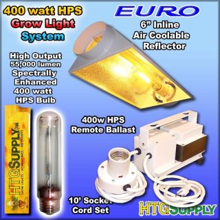 400 Watt HPS Grow Light Air Cooled Hood w 400W Sodium