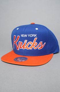 Mitchell & Ness The New York Knicks Script 2Tone Snapback Cap in Blue