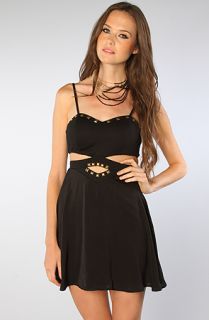 Reverse The Stud Cut Out Short Dress in Black