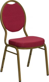  Series Teardrop Back Stacking Banquet Chair With Burgundy   Gold Frame