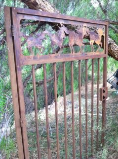 Equestrian Metal Gate Horse Ranch Entry Wrought Iron Steel Garden