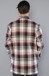 Burton The Haven Sherpa Flannel Jacket in Cardinal Handlebar Plaid