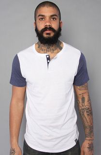 All Day The Two Tone Henley in White Navy Blue Heather