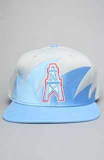 The Houston Oilers Sharktooth Snapback Hat in Baby Blue & Gray