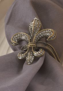 set of 4 jeweled fleur de lis design napkin rings original price $ 82